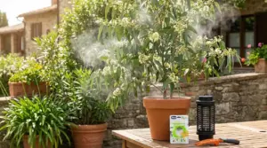 Albero profumato in vaso su una terrazza di giardino, ideale per allontanare gli insetti